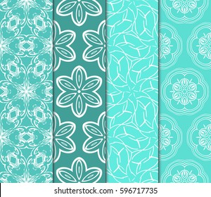 set of modern floral pattern of geometric ornament. Seamless vector illustration. for interior design, printing, wallpaper, decor, fabric, invitation.