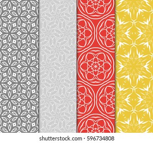 set of modern floral pattern of geometric ornament. Seamless vector illustration. for interior design, printing, wallpaper, decor, fabric, invitation.