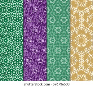set of modern floral pattern of geometric ornament. Seamless vector illustration. for interior design, printing, wallpaper, decor, fabric, invitation.