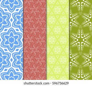 set of modern floral pattern of geometric ornament. Seamless vector illustration. for interior design, printing, wallpaper, decor, fabric, invitation. set of modern floral pattern of geometric ornament. Seamless vector illustration. for interior design, printing, wallpaper, decor, fabric, invitation.
