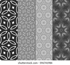 set of modern floral pattern of geometric ornament. Seamless vector illustration. for interior design, printing, wallpaper, decor, fabric, invitation.