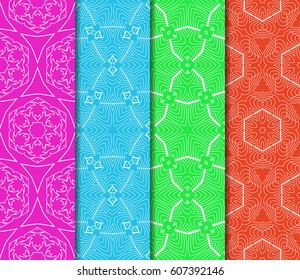 set of modern floral pattern of geometric ornament. Seamless vector illustration. for interior design, printing, wallpaper