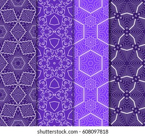 set of modern floral pattern of geometric ornament. Seamless vector illustration. for interior design, printing, wallpaper
