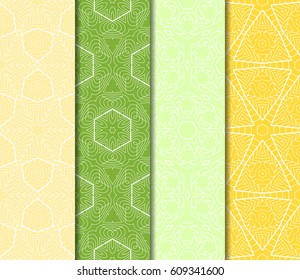 set of modern floral pattern of geometric ornament. Seamless vector illustration. for interior design, printing, wallpaper