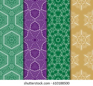 set of modern floral pattern of geometric ornament. Seamless vector illustration. for interior design, printing, wallpaper