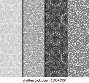 set of modern floral pattern of geometric ornament. Seamless vector illustration. for interior design, printing, wallpaper