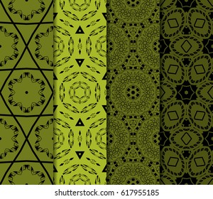 set of modern floral pattern of geometric ornament. Seamless vector illustration. for interior design, printing, wallpaper, decor, fabric, invitation.