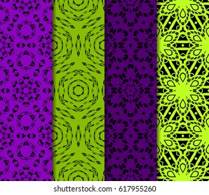 set of modern floral pattern of geometric ornament. Seamless vector illustration. for interior design, printing, wallpaper, decor, fabric, invitation.