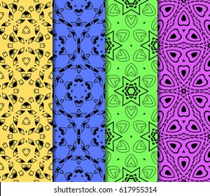set of modern floral pattern of geometric ornament. Seamless vector illustration. for interior design, printing, wallpaper, decor, fabric, invitation.