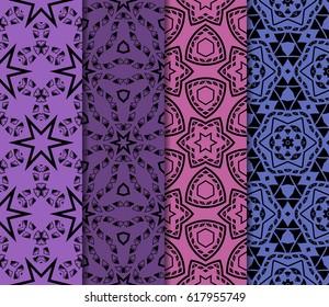 set of modern floral pattern of geometric ornament. Seamless vector illustration. for interior design, printing, wallpaper, decor, fabric, invitation.