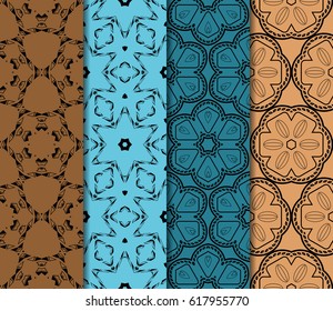 set of modern floral pattern of geometric ornament. Seamless vector illustration. for interior design, printing, wallpaper, decor, fabric, invitation.