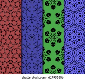 set of modern floral pattern of geometric ornament. Seamless vector illustration. for interior design, printing, wallpaper, decor, fabric, invitation.