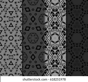 set of modern floral pattern of geometric ornament. Seamless vector illustration. for interior design, printing, wallpaper, decor, fabric, invitation.