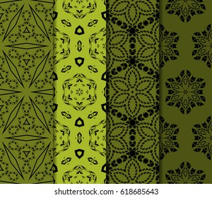 set of modern floral pattern of geometric ornament. Seamless vector illustration. for interior design, printing, wallpaper, decor, fabric, invitation.