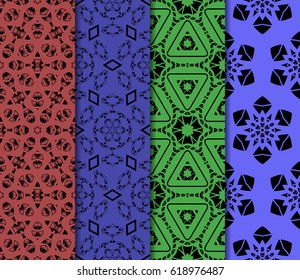 set of modern floral pattern of geometric ornament. Seamless vector illustration. for interior design, printing, wallpaper, decor, fabric, invitation.