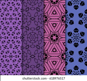 set of modern floral pattern of geometric ornament. Seamless vector illustration. for interior design, printing, wallpaper, decor, fabric, invitation.