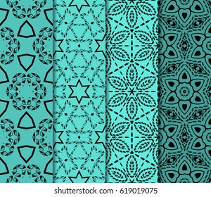 set of modern floral pattern of geometric ornament. Seamless vector illustration. for interior design, printing, wallpaper, decor, fabric, invitation.
