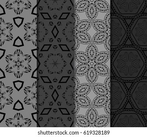 set of modern floral pattern of geometric ornament. Seamless vector illustration. for interior design, printing, wallpaper, decor, fabric, invitation.