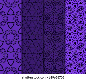 set of modern floral pattern of geometric ornament. Seamless vector illustration. for interior design, printing, wallpaper, decor, fabric, invitation.