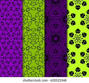 set of modern floral pattern of geometric ornament. Seamless vector illustration. for interior design, printing, wallpaper, decor, fabric, invitation.