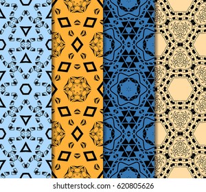 set of modern floral pattern of geometric ornament. Seamless vector illustration. for interior design, printing, wallpaper, decor, fabric, invitation.