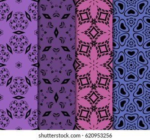 set of modern floral pattern of geometric ornament. Seamless vector illustration. for interior design, printing, wallpaper, decor, fabric, invitation.