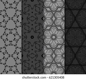 set of modern floral pattern of geometric ornament. Seamless vector illustration. for interior design, printing, wallpaper, decor, fabric, invitation.