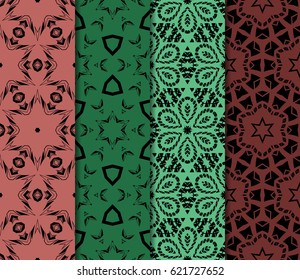 set of modern floral pattern of geometric ornament. Seamless vector illustration. for interior design, printing, wallpaper, decor, fabric, invitation.