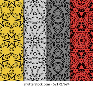 set of modern floral pattern of geometric ornament. Seamless vector illustration. for interior design, printing, wallpaper, decor, fabric, invitation.