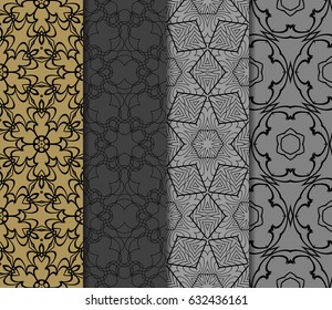 set of modern floral pattern of geometric ornament. Seamless vector illustration. for interior design, printing, wallpaper, decor, fabric, invitation.