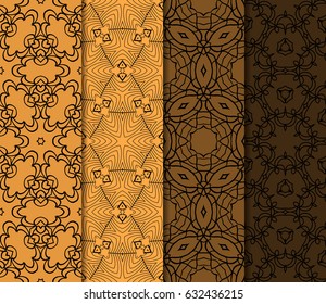 set of modern floral pattern of geometric ornament. Seamless vector illustration. for interior design, printing, wallpaper, decor, fabric, invitation.