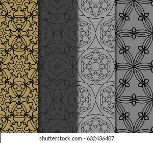 set of modern floral pattern of geometric ornament. Seamless vector illustration. for interior design, printing, wallpaper, decor, fabric, invitation.