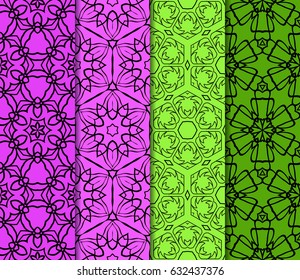 set of modern floral pattern of geometric ornament. Seamless vector illustration. for interior design, printing, wallpaper, decor, fabric, invitation.