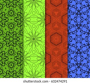 set of modern floral pattern of geometric ornament. Seamless vector illustration. for interior design, printing, wallpaper, decor, fabric, invitation.