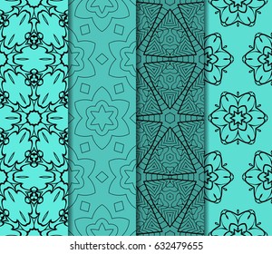 set of modern floral pattern of geometric ornament. Seamless vector illustration. for interior design, printing, wallpaper, decor, fabric, invitation.