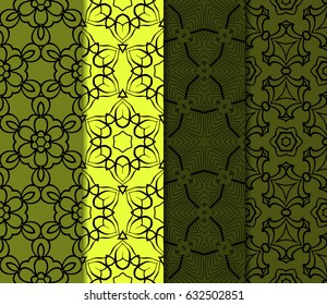 set of modern floral pattern of geometric ornament. Seamless vector illustration. for interior design, printing, wallpaper, decor, fabric, invitation.