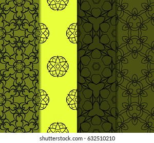 set of modern floral pattern of geometric ornament. Seamless vector illustration. for interior design, printing, wallpaper, decor, fabric, invitation.