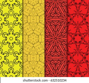 set of modern floral pattern of geometric ornament. Seamless vector illustration. for interior design, printing, wallpaper, decor, fabric, invitation.