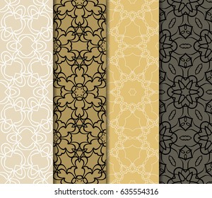 set of modern floral pattern of geometric ornament. Seamless vector illustration