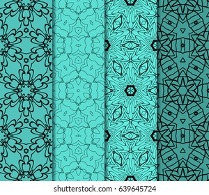 set of modern floral pattern of geometric ornament. Seamless vector illustration. for interior design, printing, wallpaper, decor, fabric, invitation.