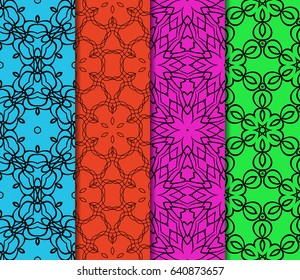 set of modern floral pattern of geometric ornament. Seamless vector illustration. for interior design, printing, wallpaper, decor, fabric, invitation.