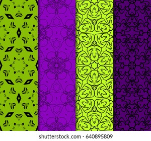 set of modern floral pattern of geometric ornament. Seamless vector illustration. for interior design, printing, wallpaper, decor, fabric, invitation.