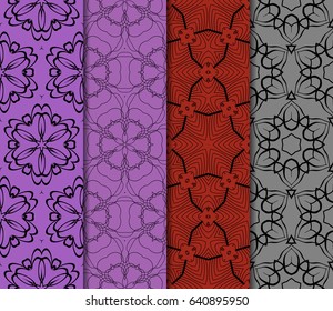 set of modern floral pattern of geometric ornament. Seamless vector illustration. for interior design, printing, wallpaper, decor, fabric, invitation.
