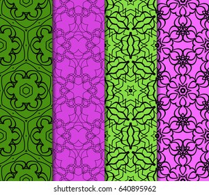 set of modern floral pattern of geometric ornament. Seamless vector illustration. for interior design, printing, wallpaper, decor, fabric, invitation.