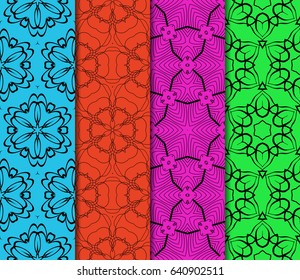 set of modern floral pattern of geometric ornament. Seamless vector illustration. for interior design, printing, wallpaper, decor, fabric, invitation.