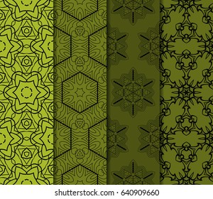 set of modern floral pattern of geometric ornament. Seamless vector illustration. for interior design, printing, wallpaper, decor, fabric, invitation.