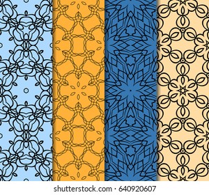 set of modern floral pattern of geometric ornament. Seamless vector illustration. for interior design, printing, wallpaper, decor, fabric, invitation.