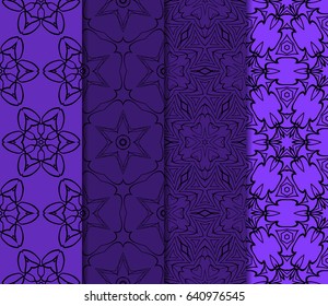 set of modern floral pattern of geometric ornament. Seamless vector illustration. for interior design, printing, wallpaper, decor, fabric, invitation.