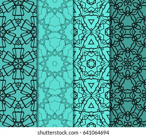 set of modern floral pattern of geometric ornament. Seamless vector illustration. for interior design, printing, wallpaper, decor, fabric, invitation.