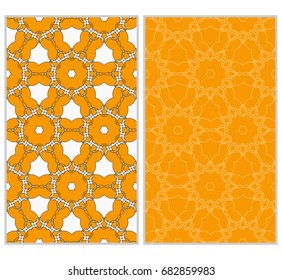 set of modern floral pattern of geometric ornament. Seamless vector illustration. for interior design, printing, wallpaper. orange color